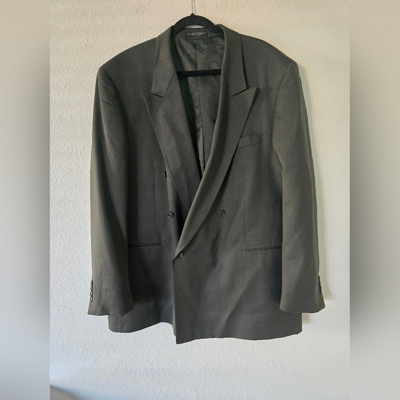 Jones New York Sports Coat 48L Gray Wool 6Button Small Hole In Back Career - Picture 4 of 15